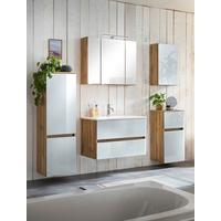Badmöbel-Set 6-Tlg. inkl. LED Helsinki, Weiß/Eiche - Eichefarben/Weiß, KONVENTIONELL, Glas/Holzwerkstoff (160cm) - Held