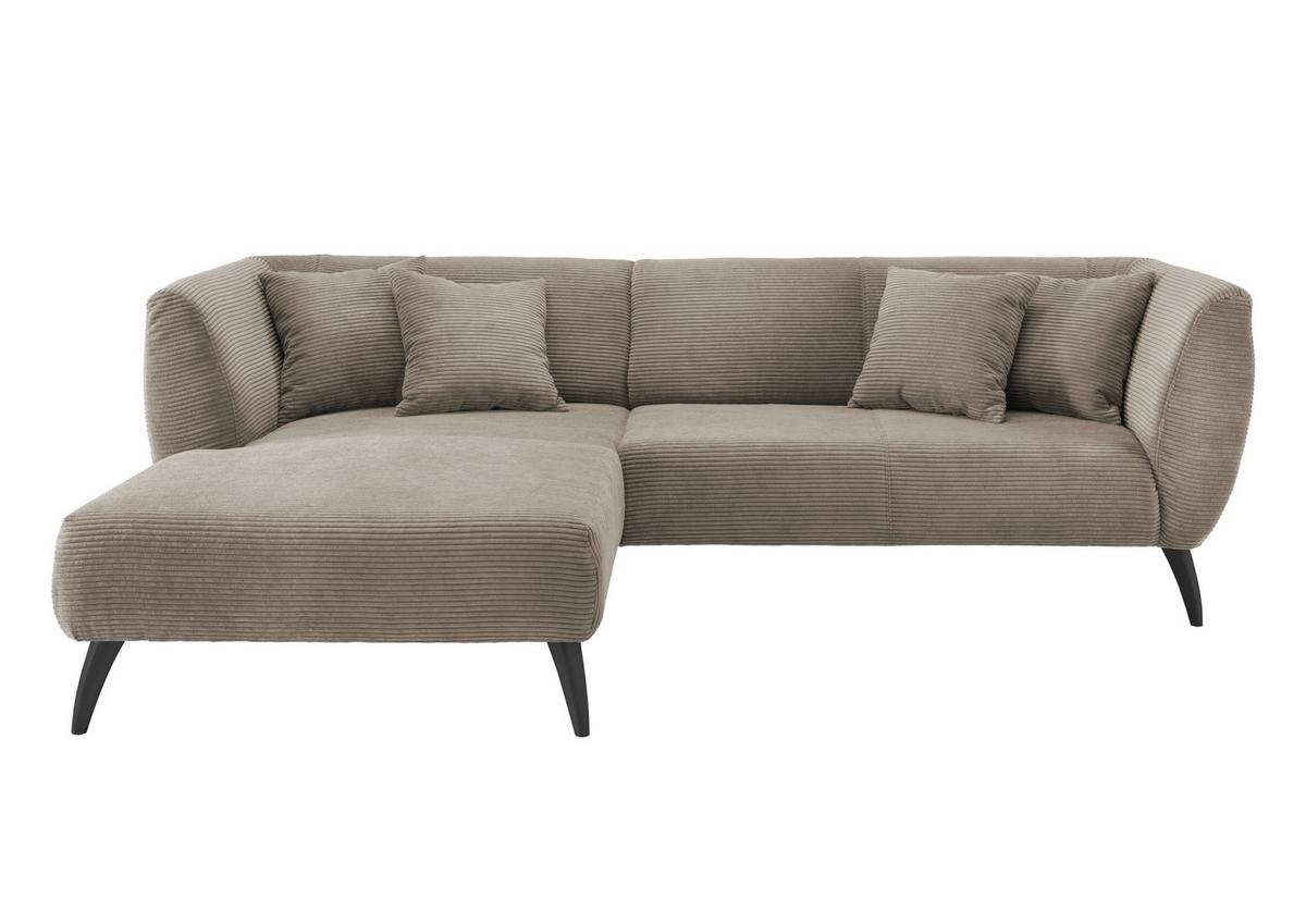 Ecksofa Colori Graubraun S: 160/264 cm - Graubraun/Schwarz, MODERN, Holz/Textil (160/264cm) - MID.YOU
