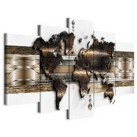 Leinwandbild World Weiß Goldfarben B: 200 cm - Goldfarben/Weiß, Basics, Holzwerkstoff/Textil (200/100/1.2cm) - artgeist