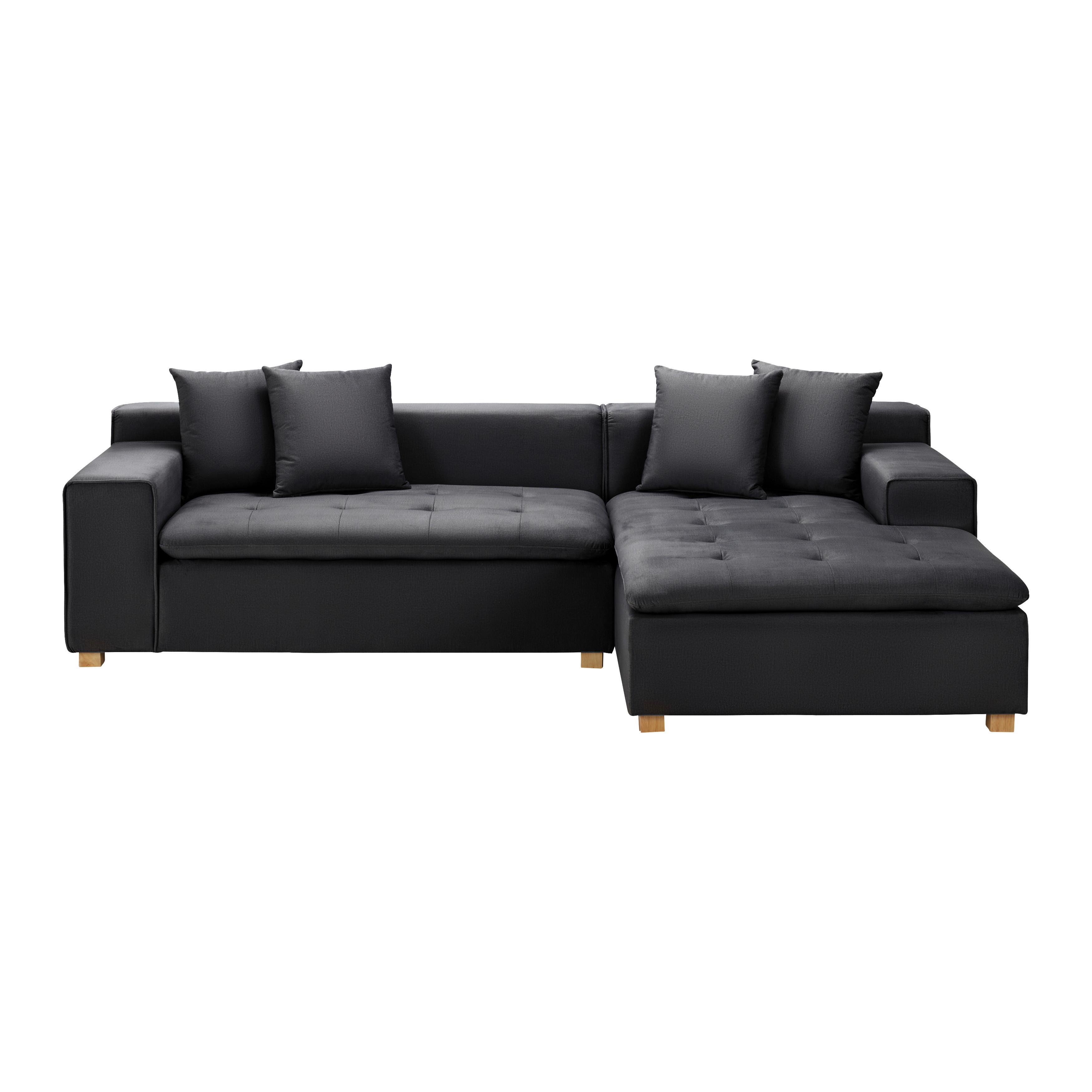 Sedacia súprava AVA - prírodná farba/tmavosivá, Modern, drevo/textil (251/62/154cm) - Bessagi Home