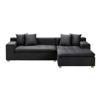 Sedací souprava AVA - tmavě šedá/přírodní barvy, Moderní, dřevo/textil (251/62/154cm) - Bessagi Home