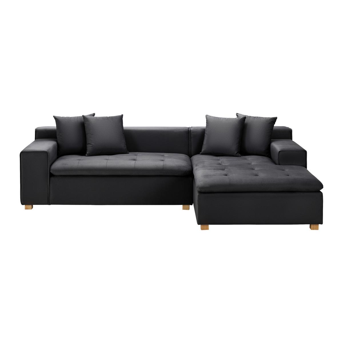 Sedací souprava AVA - tmavě šedá/přírodní barvy, Moderní, dřevo/textil (251/62/154cm) - Bessagi Home