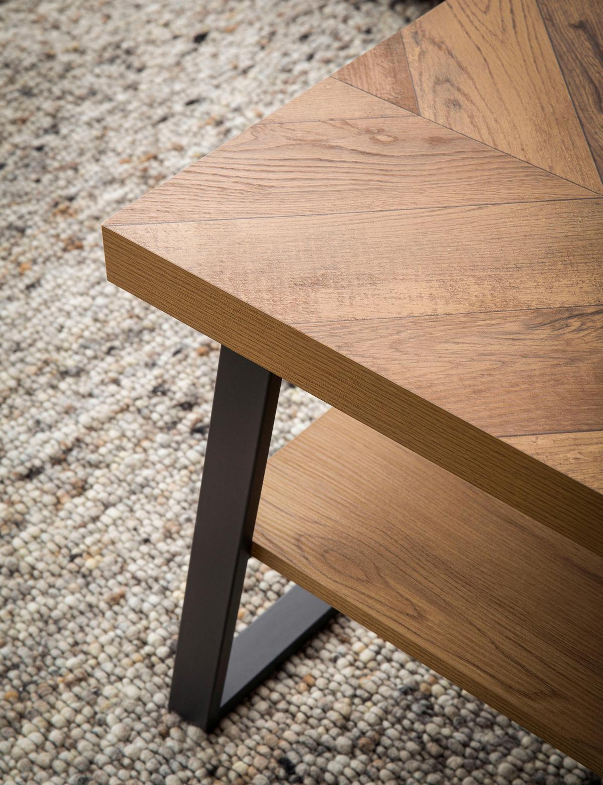 Couchtisch Eichefarben Dekor L: 100 Cm - Eichefarben/Schwarz, Design, Holzwerkstoff/Metall (100/40/41cm) - MID.YOU