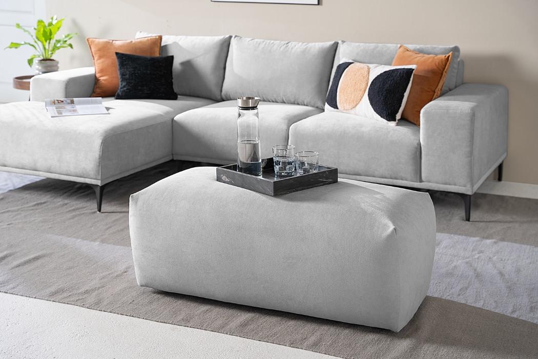 Hocker Bolt, Grau B: 102 Cm - Schwarz/Grau, MODERN, Textil (102/41/52cm) - Trendmanufaktur