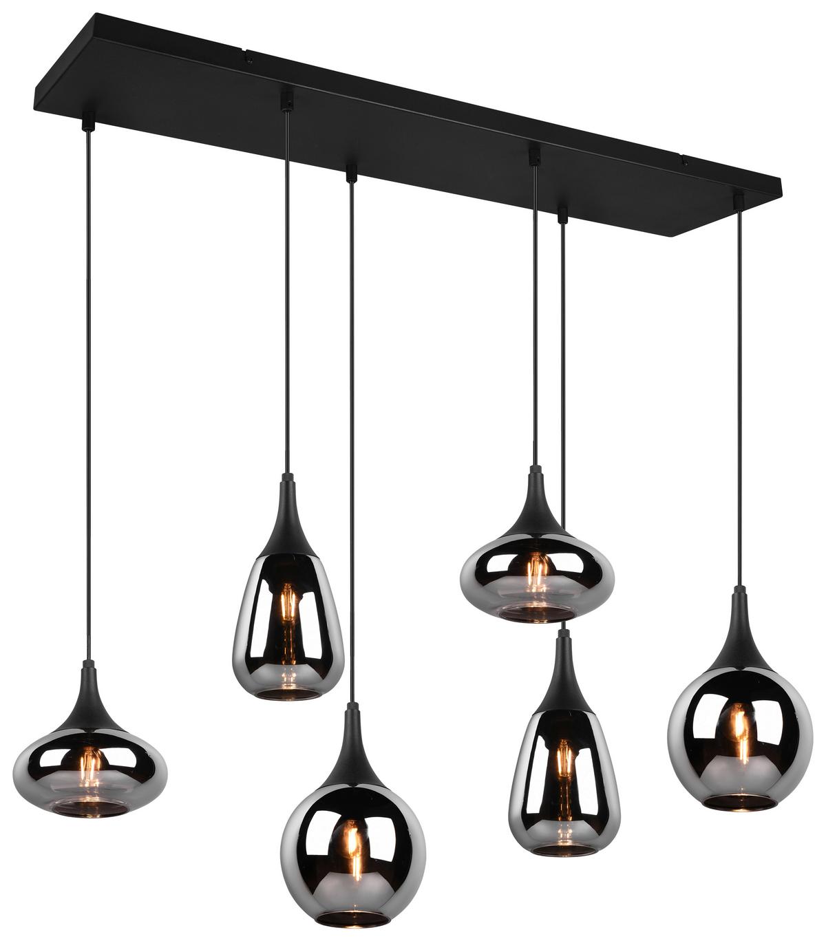 Hängeleuchte 317000632 Lumina - Chromfarben/Schwarz, Design, Glas/Metall (93,8/34,5/150cm) - Trio Leuchten