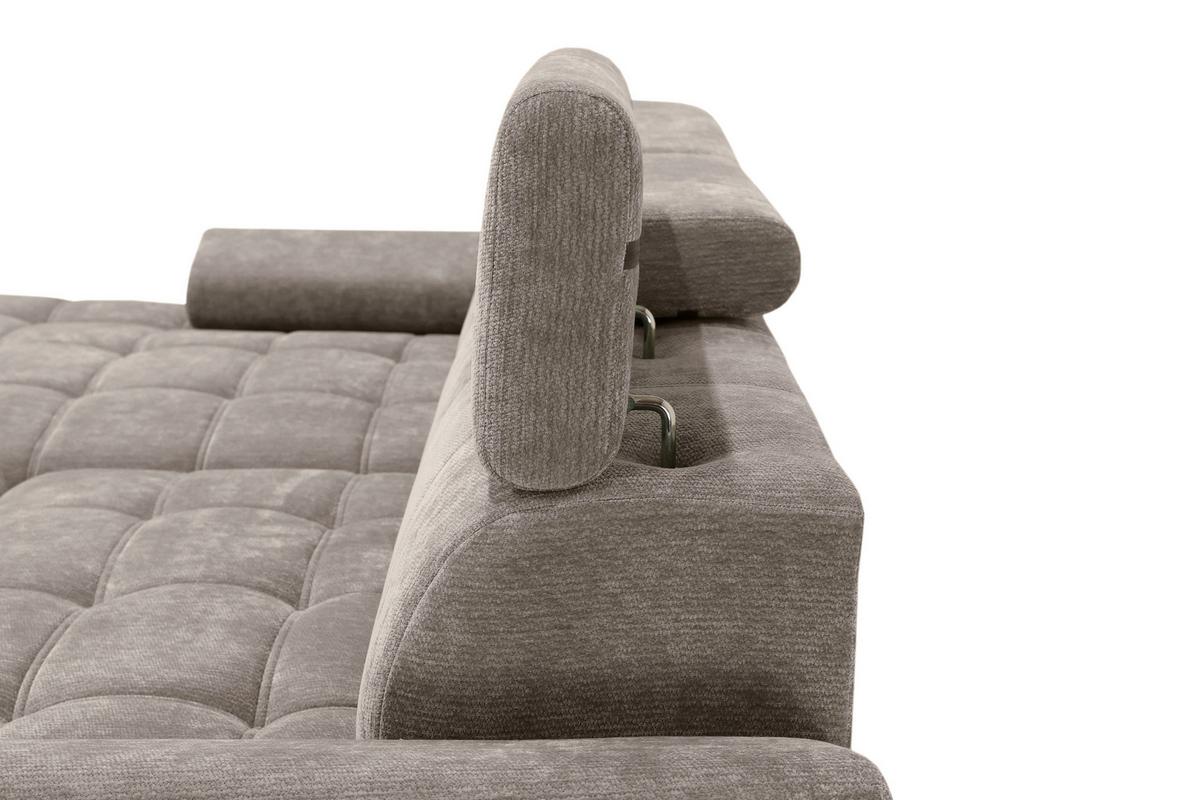 Rohová sedačka VEGAS, levá, šedohnědá žinylka - černá/šedohnědá, Design, dřevo/textil (173/294cm)