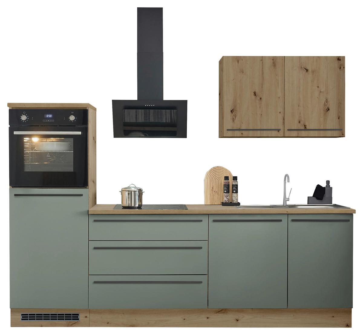 Küchenblock Toulouse Grün/eiche Dekor B: 260 Cm - Eiche Artisan/Grün, Basics, Holzwerkstoff (260cm) - MID.YOU
