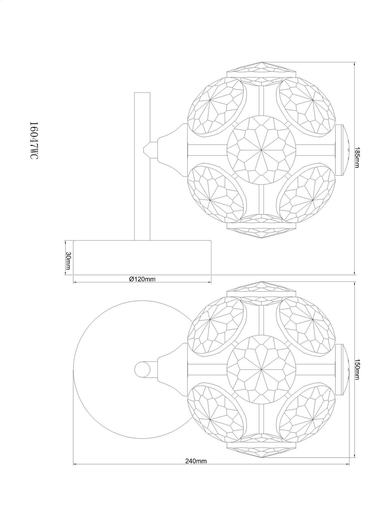 LED-Wandleuchte Virina Klar Chromfarben D: 15 cm - Klar/Chromfarben, KONVENTIONELL, Glas/Metall (15/24cm) - Globo