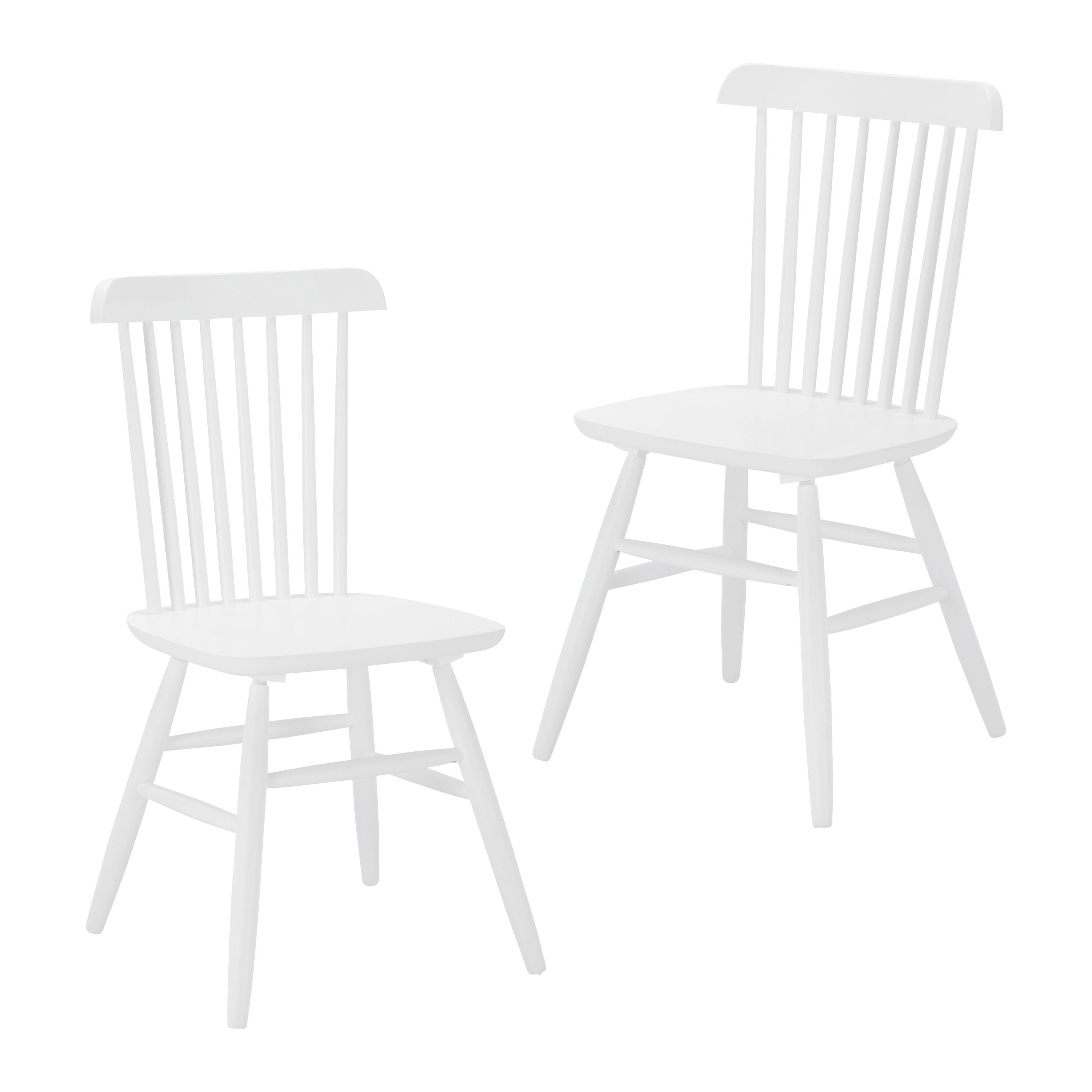 Sada Židlí Z Masivu Pedro Bílá - bílá, Moderní, dřevo (48/89/52cm) - Bessagi Home
