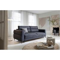Schlafsofa Nordic Blau B: 102cm - Blau/Schwarz, Basics, Textil (232/94/102cm) - Livetastic