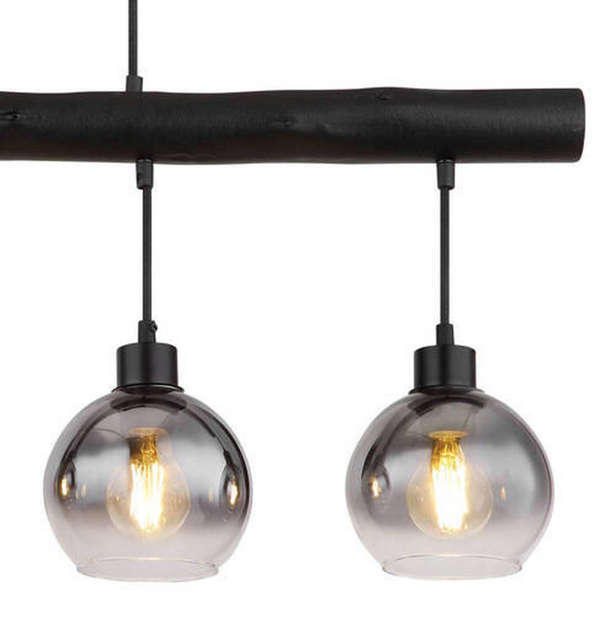 Hängeleuchte Grau Schwarz L: 85 cm - Schwarz/Grau, Design, Glas/Holz (85/15/120cm) - Globo