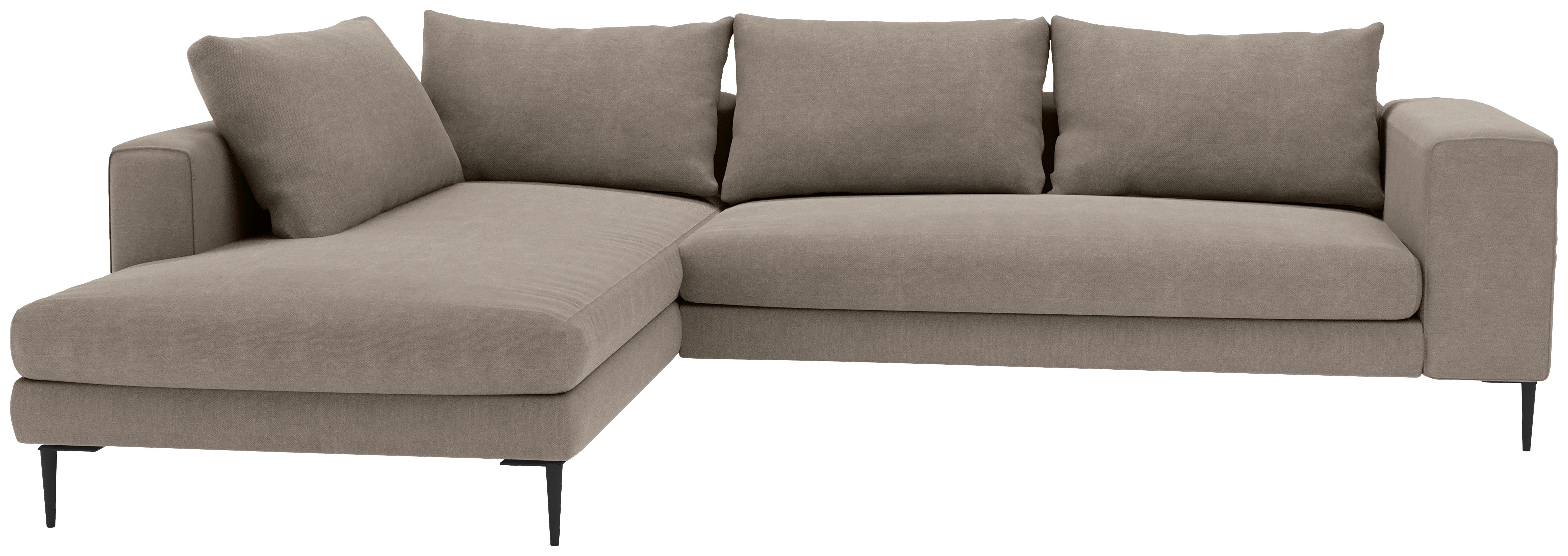 Ecksofa Aurora II - Taupe/Schwarz, MODERN, Textil (210/295cm) - Trendmanufaktur