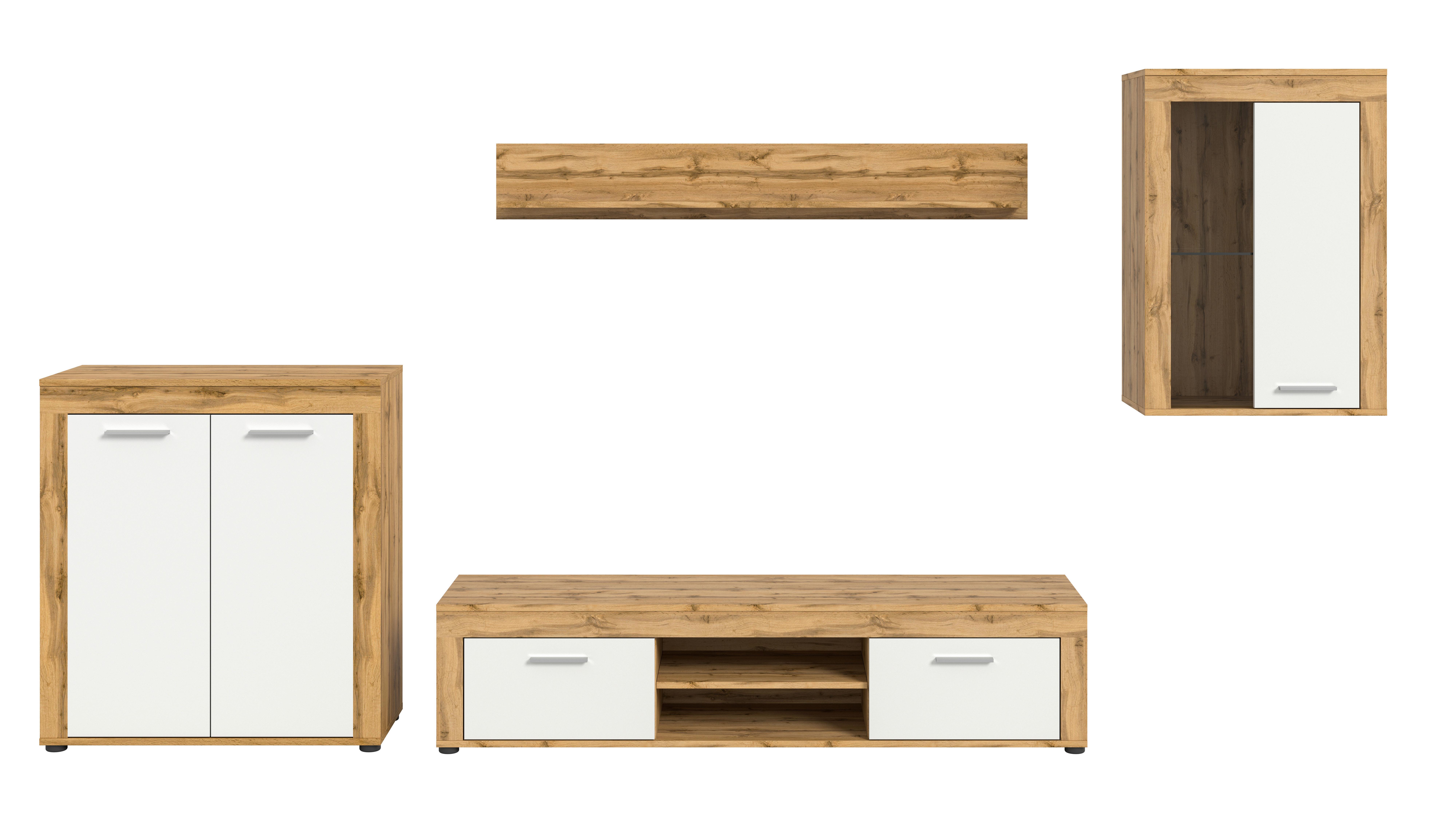 Wohnwand Jam Eiche Wotan Dekor B: 330cm