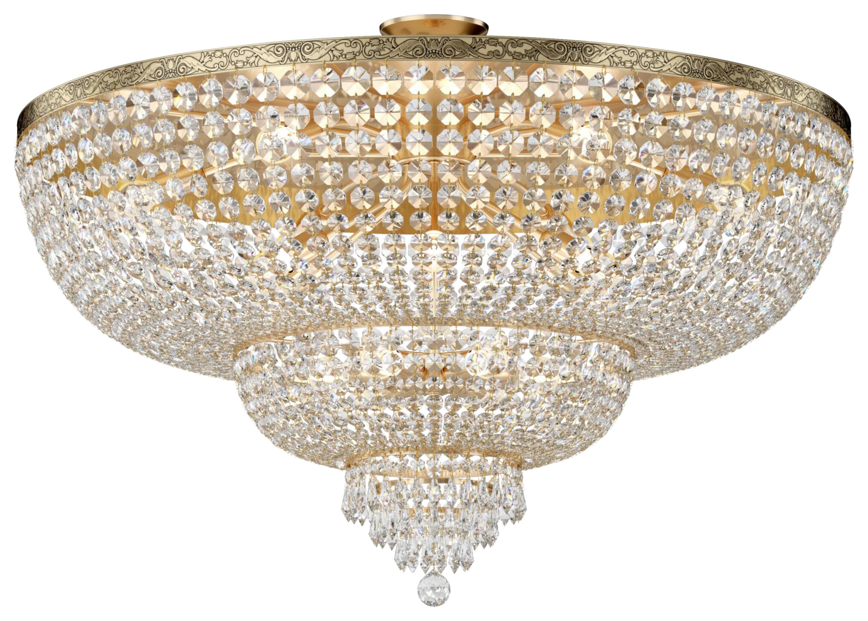 Kronleuchter Palace - Goldfarben, Basics, Glas/Metall (100/62,5/100cm) - MAYTONI