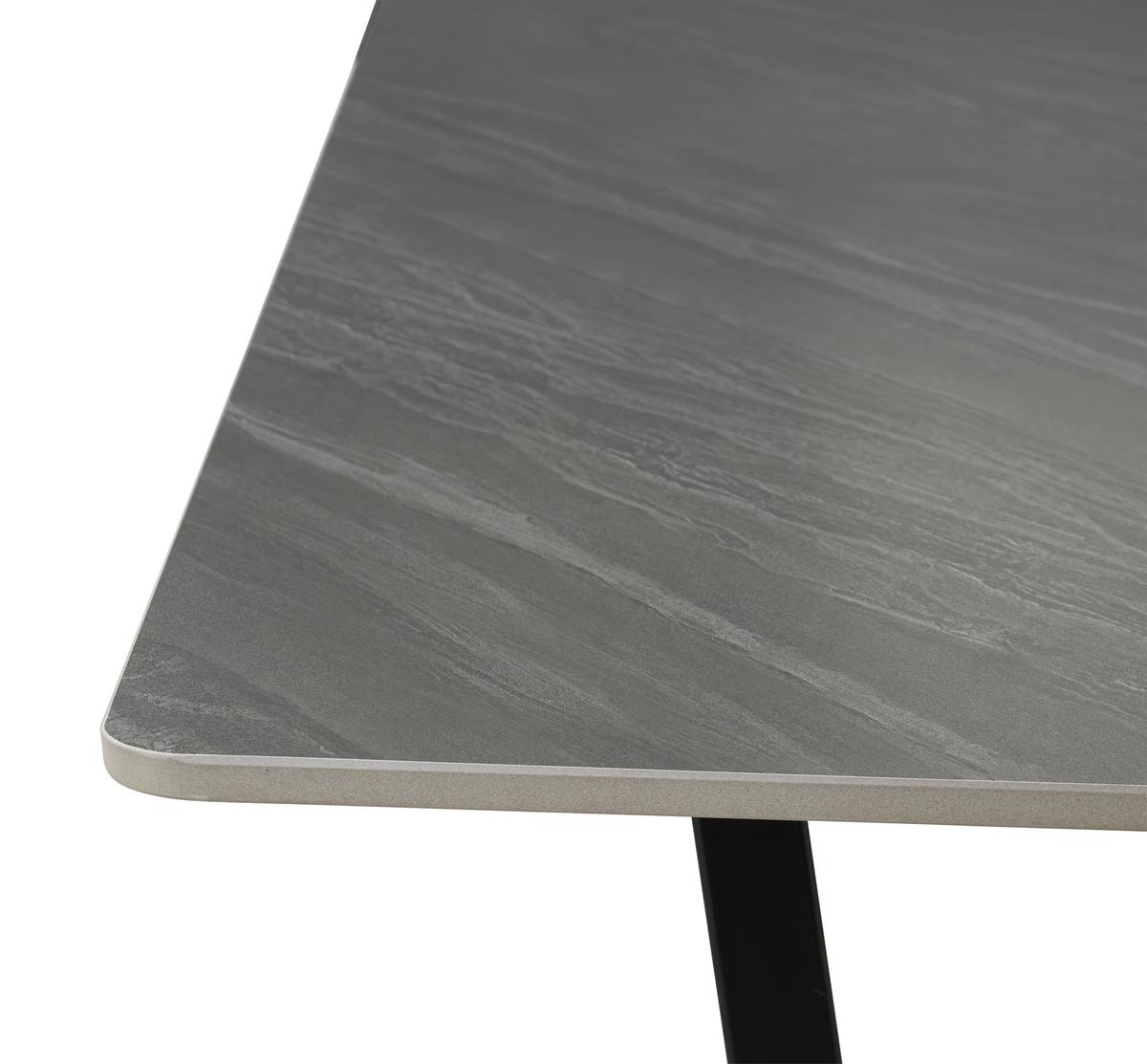 Esstisch Emin Keramik Grau, B: 140 Cm - Anthrazit/Schwarz, KONVENTIONELL, Stein/Metall (140/90/76cm) - MID.YOU