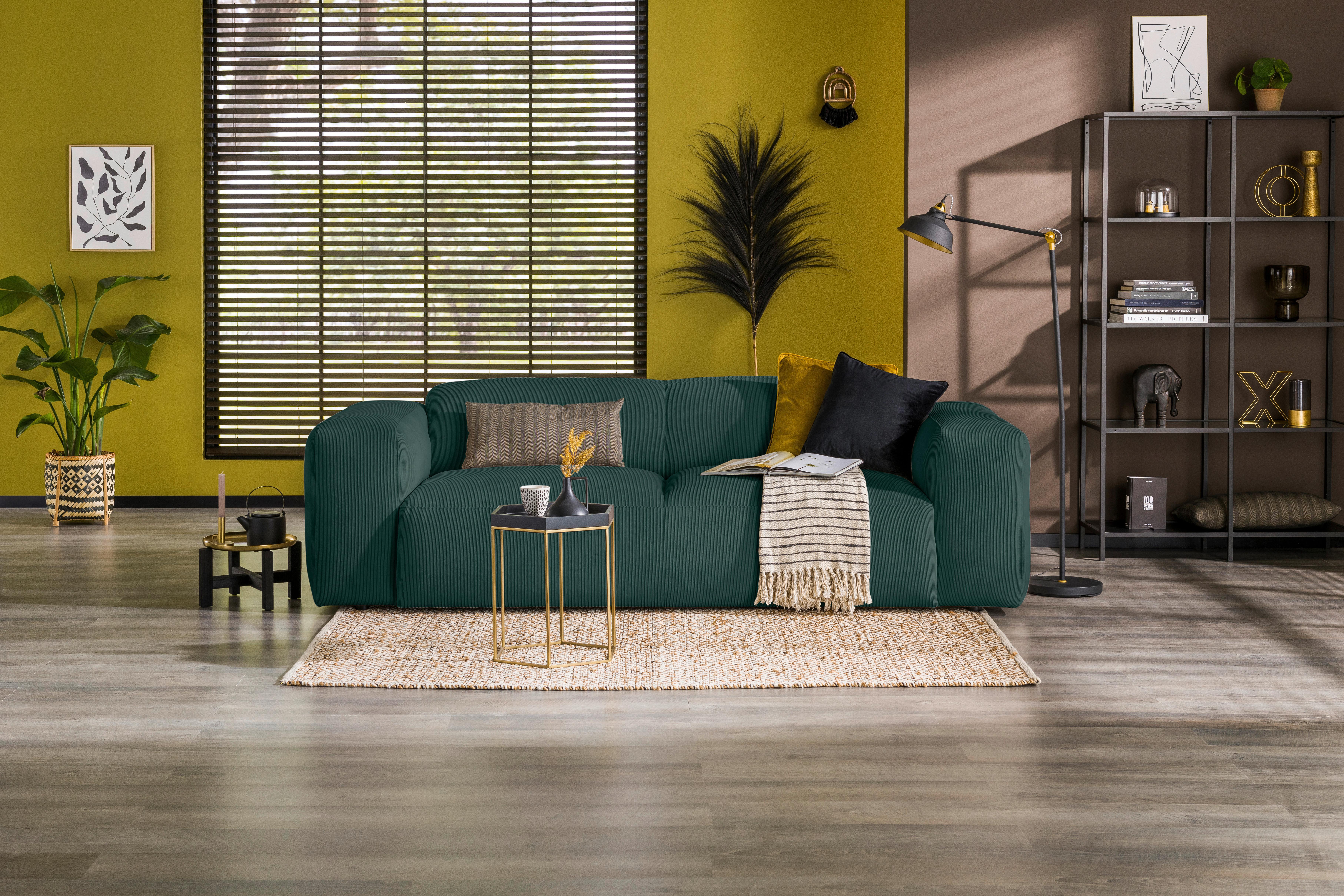 3-Sitzer-Sofa Hannah Grün B: 247 cm - Schwarz/Grün, Design, Textil (247/75/104cm) - MID.YOU