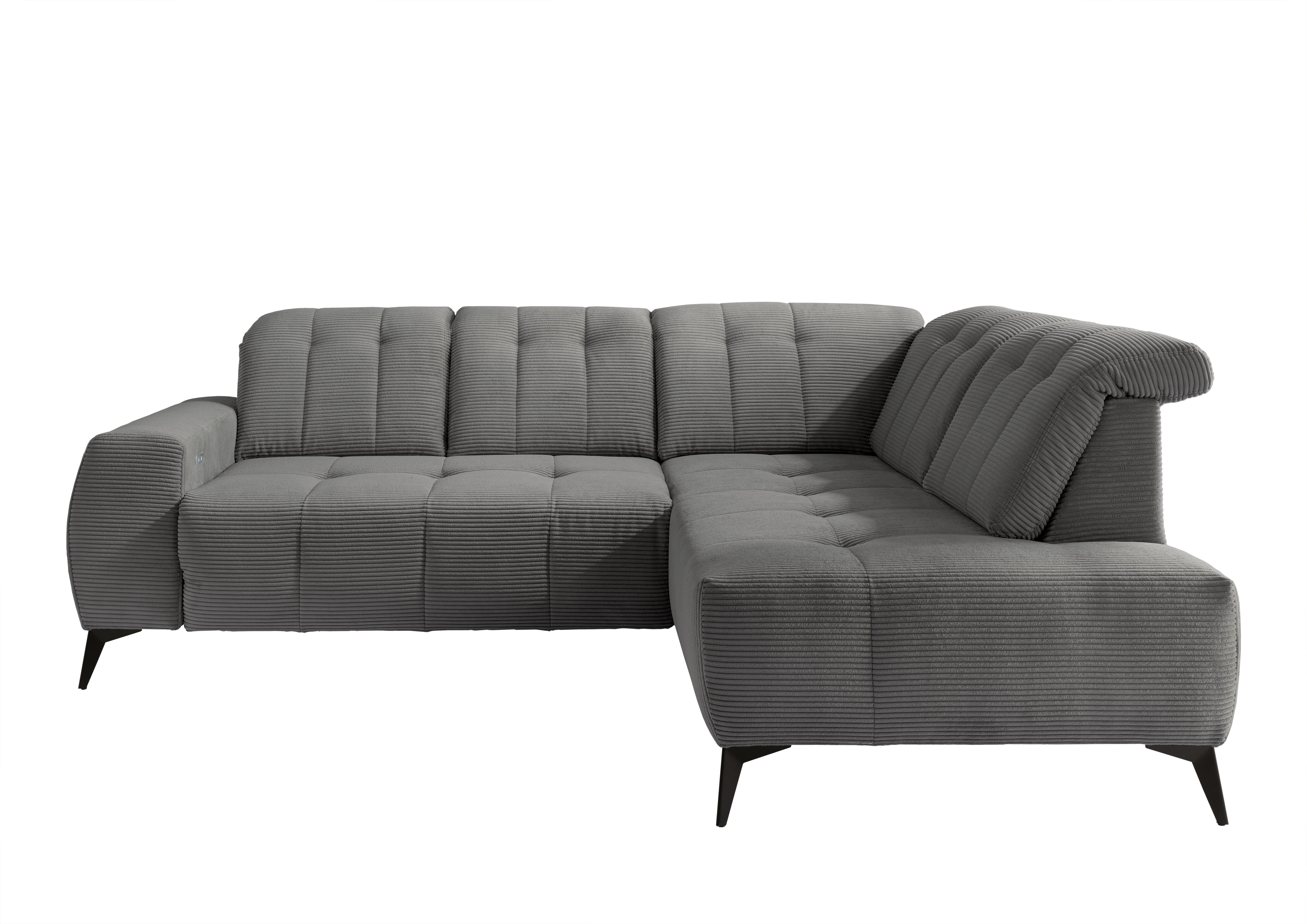 Ecksofa mit USB Anschluss Sano, Grau, S: 261x200 cm - Schwarz/Grau, MODERN, Textil (261/200cm) - Livetastic
