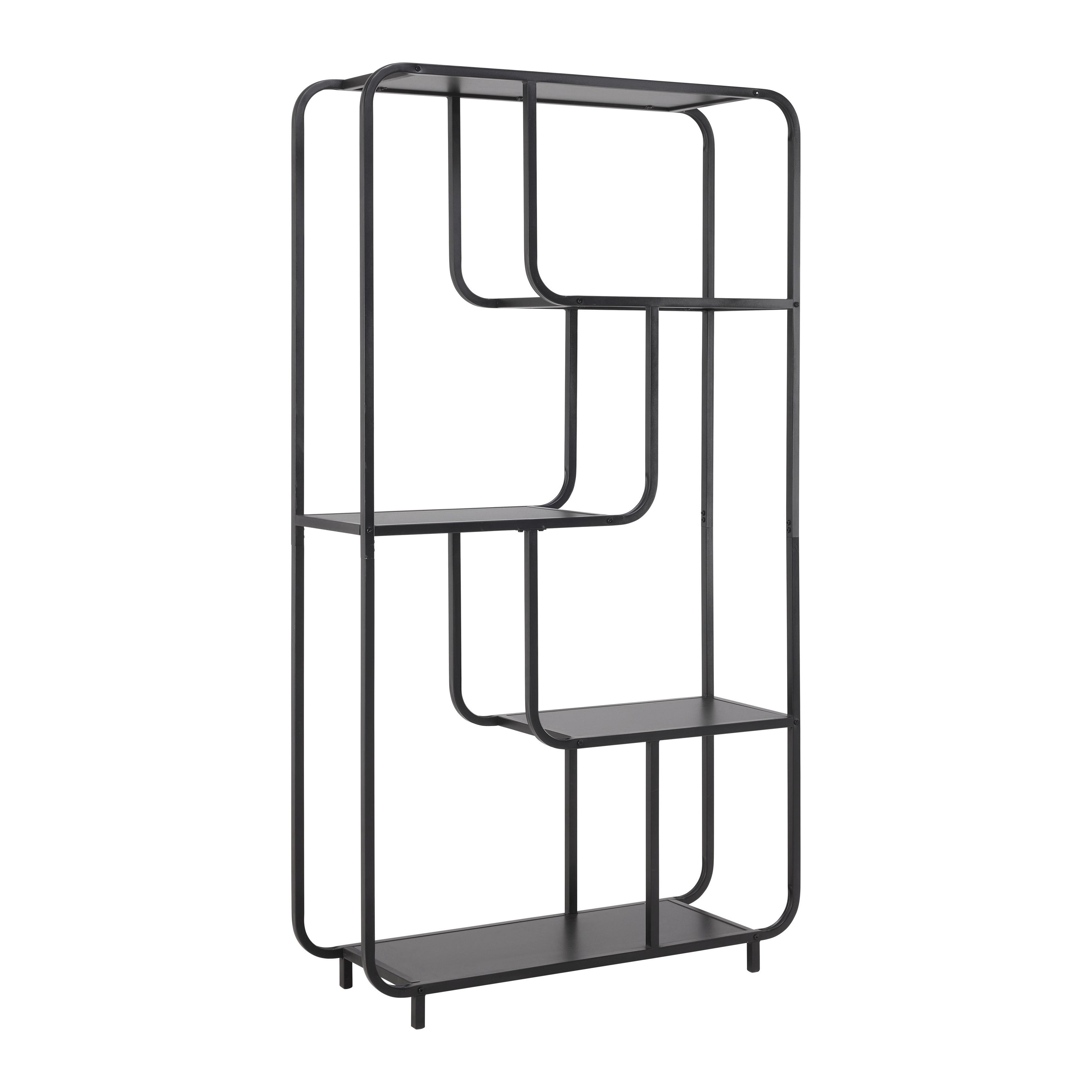 REGÁL BEND -EXKLUSIV- - čierna, Modern, kov/kompozitné drevo (100/180/33cm) - Mömax