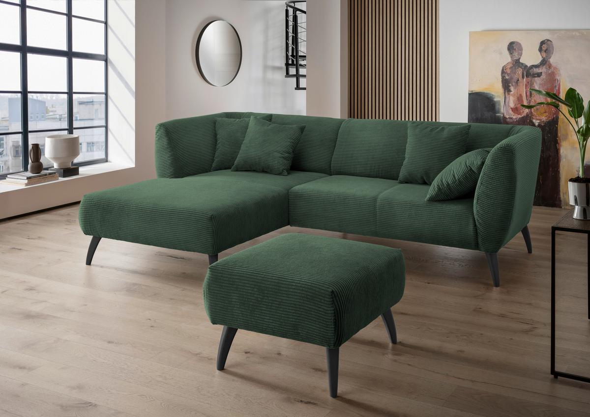 Ecksofa Colori Dunkelgrün S: 160/264 Cm - Dunkelgrün/Schwarz, MODERN, Holz/Textil (160/264cm) - MID.YOU