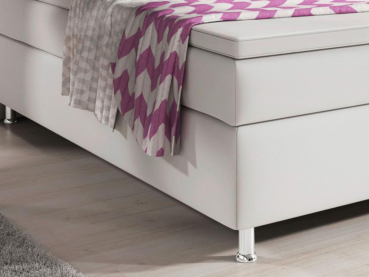 Boxspringbett Mit Topper Lederlook 180x200 Oxford - Anthrazit/Silberfarben, KONVENTIONELL, Leder/Textil (200/125/210cm) - MID.YOU
