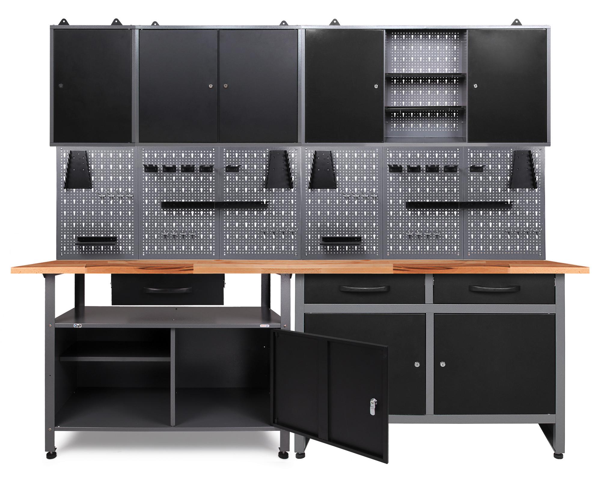 Werkbank-Set Werner+klaus Anthrazit/Grau B: 240 cm - Anthrazit/Grau, Basics, Holz/Metall (240/205/60cm)