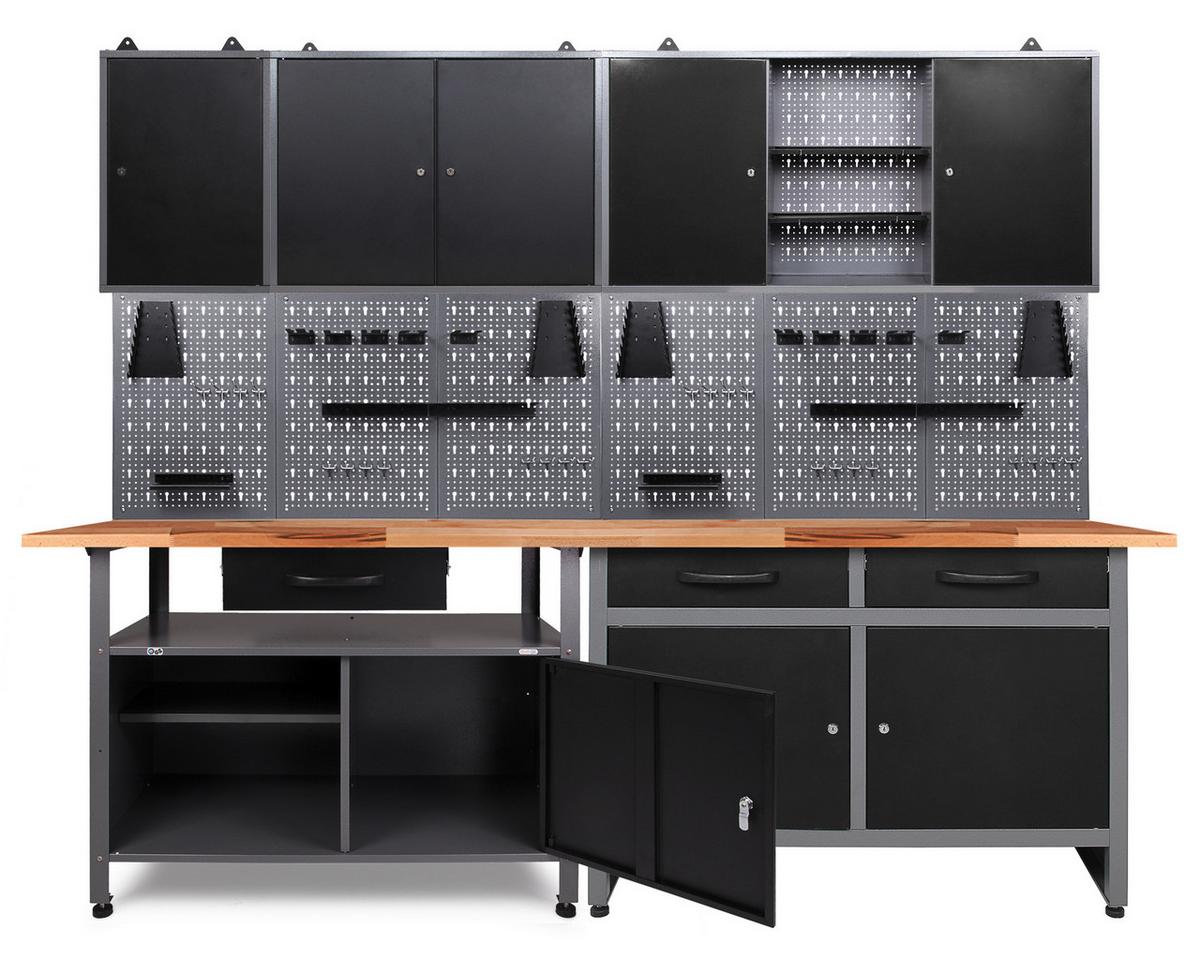 Werkbank-Set Werner+klaus Anthrazit/Grau B: 240 cm - Anthrazit/Grau, Basics, Holz/Metall (240/205/60cm)