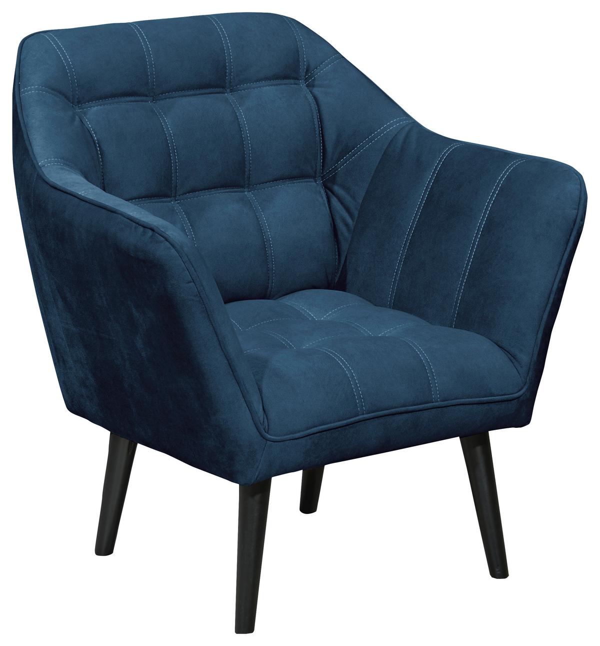 Cocktailsessel Max Blau B: 84 cm - Blau/Schwarz, MODERN, Holzwerkstoff/Textil (84/87/70cm) - MID.YOU