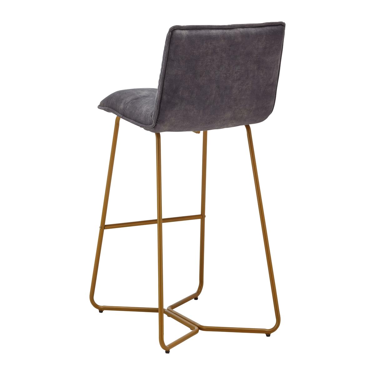 Barová stolička Fonia zo zamatu - tmavosivá - zlatá/tmavosivá, Modern, kov/drevo (46/103,5/57cm) - P & B