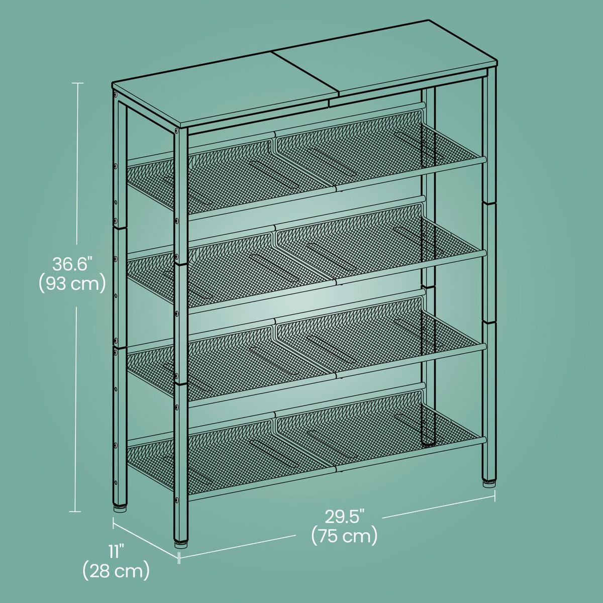 REGÁL NA TOPÁNKY SHOE RACK - čierna/sivá, Modern, kov/kompozitné drevo (75/93/28cm) - MID.YOU