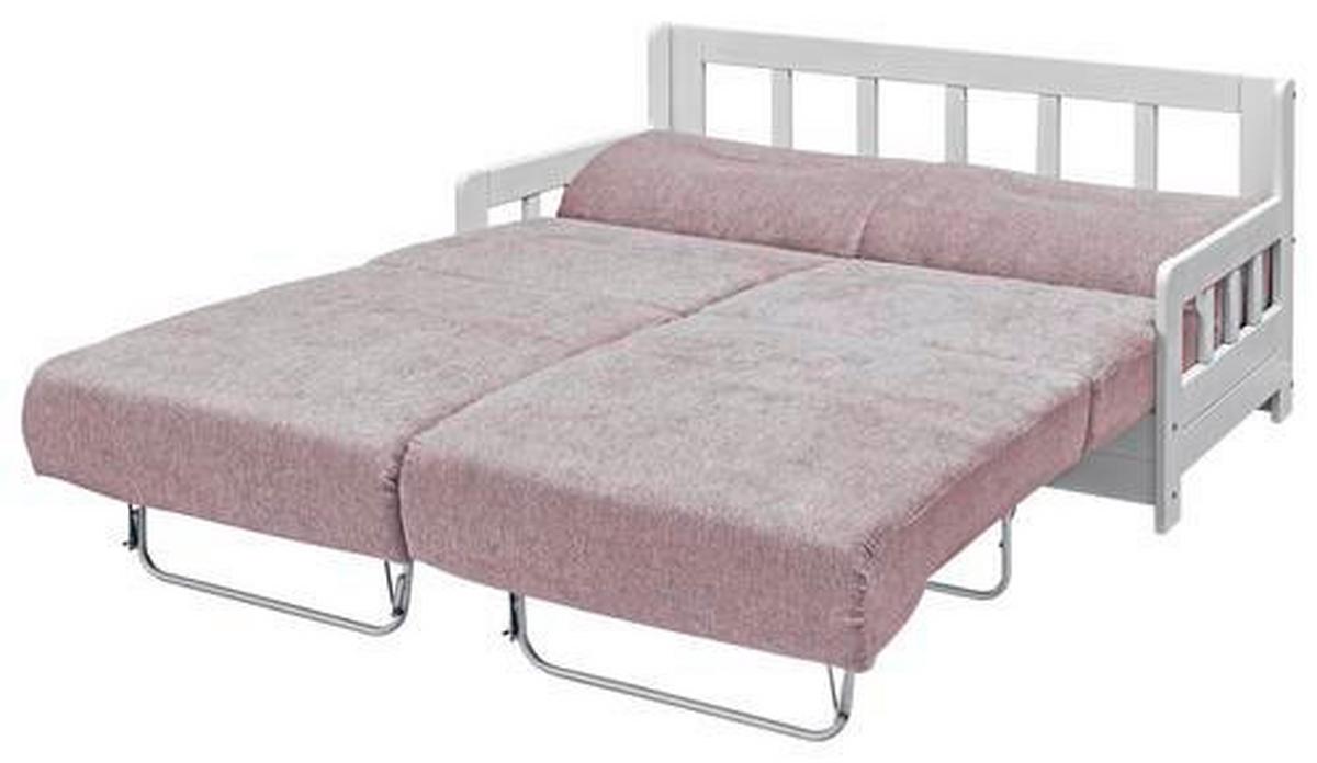 2-Sitzer-Sofa mit Schlaffunkt. Camino Holzkorpus Rosa/Weiß - Rosa/Weiß, LIFESTYLE, Holz/Textil (154/88/90cm) - Livetastic