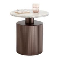 KONFERENČNÝ STOLÍK SOLCO -TREND- - bronzová/prírodná farba, Lifestyle, kov/kompozitné drevo (44/46cm) - Premium Living