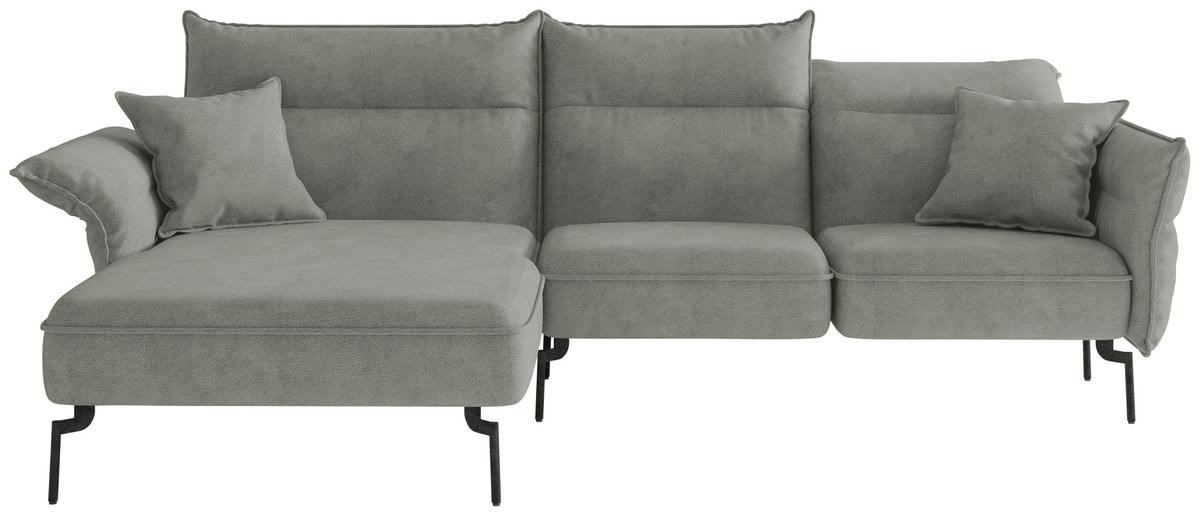 Ecksofa Jakarta - Edelstahlfarben/Grau, Design, Textil (185/265cm) - Livetastic