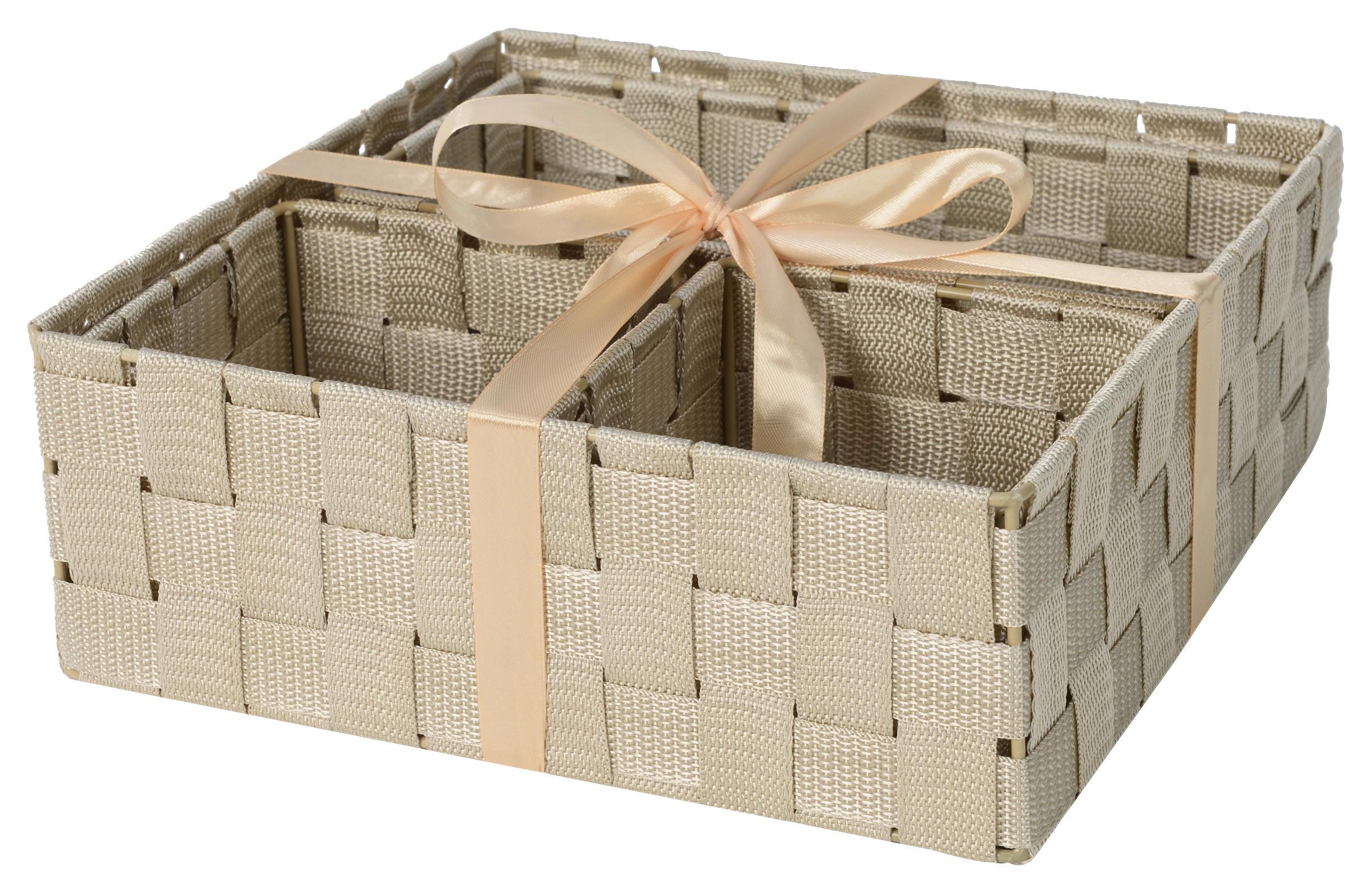 Sada košíkov Kelly, 4ks/bal. - béžová, Romantik / Landhaus, kov/plast - Mömax