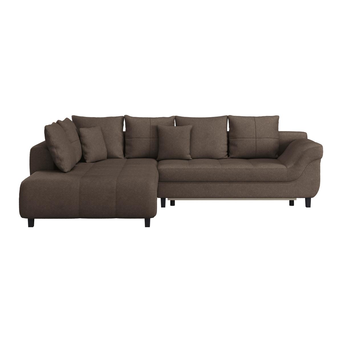 Ecksofa Mendoza - Dunkelbraun/Schwarz, Design, Textil (197/309cm) - Ondega