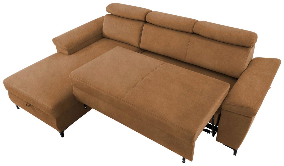 Eckschlafsofa Santi Bernsteinfarben S: 176/258 cm - Bernsteinfarben/Schwarz, MODERN, Textil (176/258cm) - MID.YOU