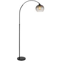 Stojacia lampa AMI, V:145-196 cm - čierna, Modern, kov/sklo (96/30/145-196cm) - Mömax