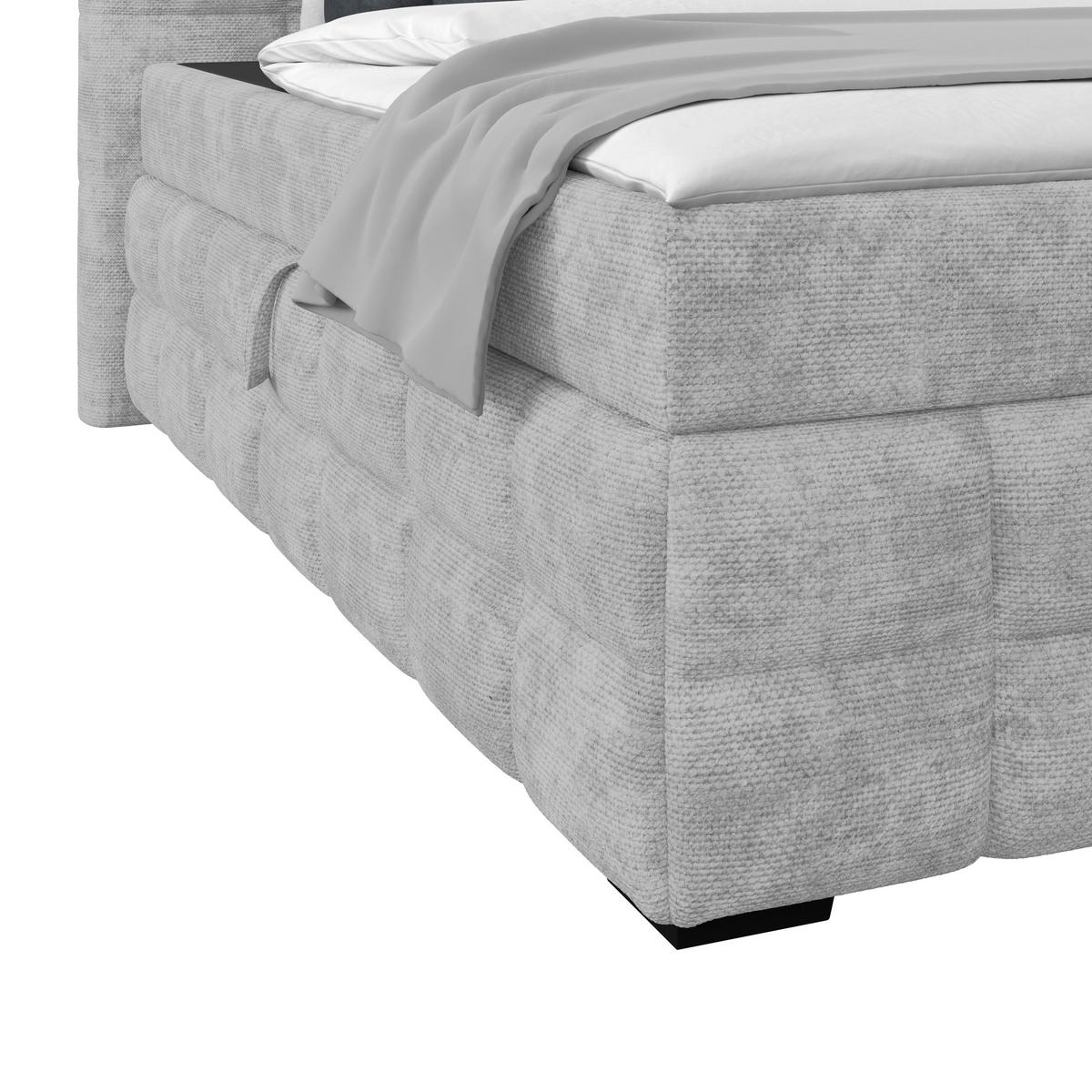 Čalouněná postel VEGA 180x200 cm, světle šedá - černá/světle šedá, Trend, dřevo/textil (180/200cm)