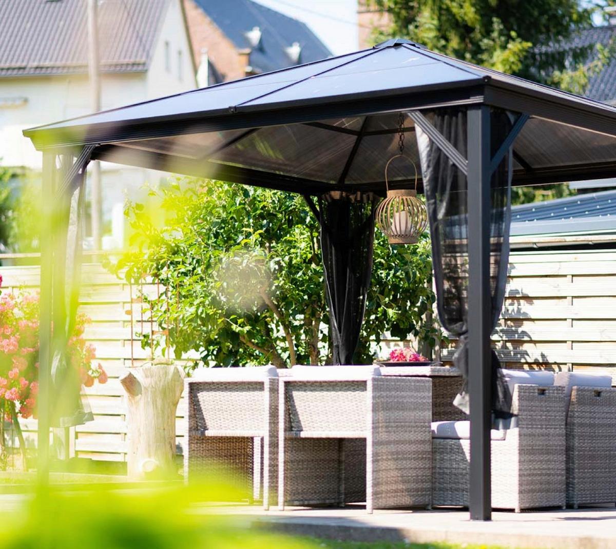 Pavillon Verona 298x298 cm wetterfest Gartenpavvilon - Anthrazit, Basics, Kunststoff/Metall (298/261/298cm)