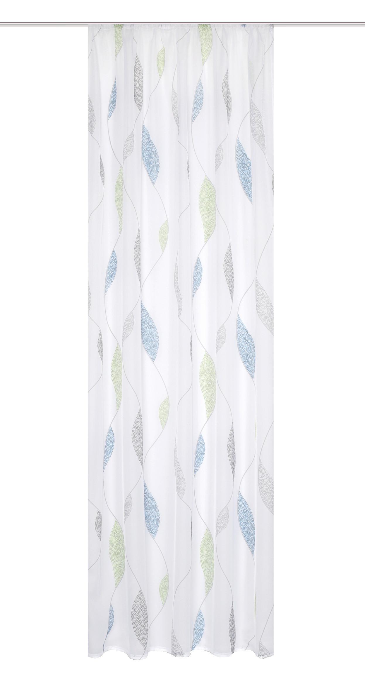 Fertigvorhang Blau Grün B: 140 Cm - Blau/Grün, KONVENTIONELL, Textil (140/145cm) - Schmidt W. Gmbh