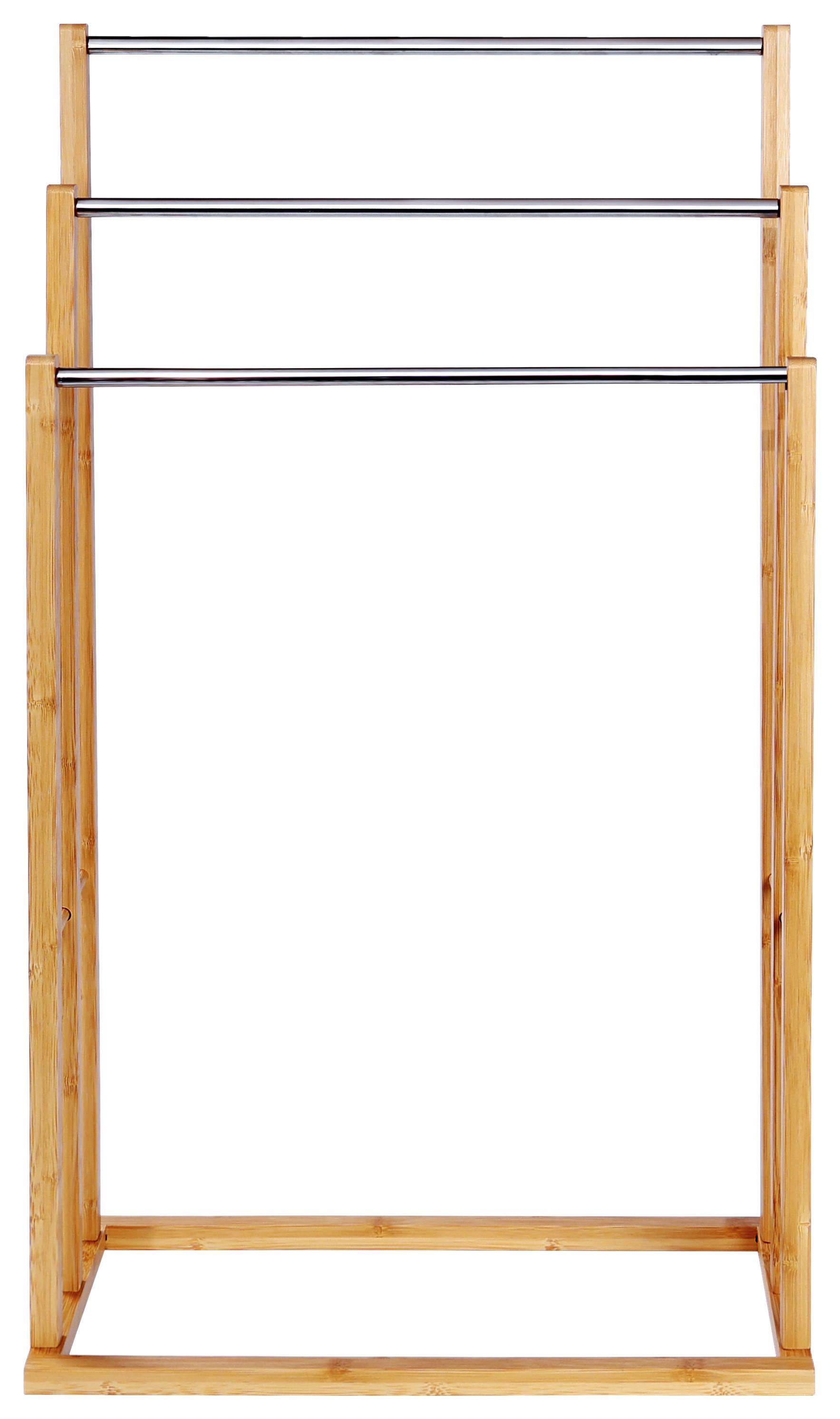 Handtuchhalter Ray Naturfarben/Silber, B: 48cm - Silberfarben/Naturfarben, Trend, Holzwerkstoff/Metall (48/84/26cm) - Homezone