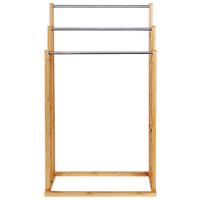 Handtuchhalter Ray Naturfarben/Silber, B: 48cm - Silberfarben/Naturfarben, Trend, Holzwerkstoff/Metall (48/84/26cm) - Homezone