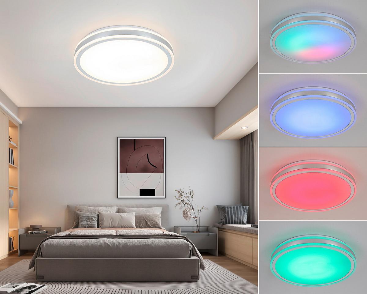 STROPNÉ LED SVIETIDLO FARBI - biela/chrómová, Modern, kov/plast (38/38/6cm) - Mömax