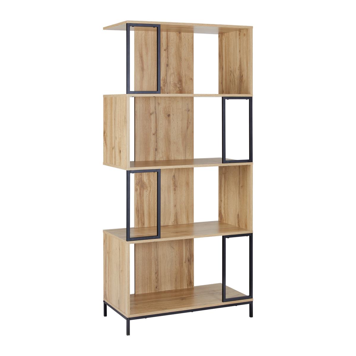 Regál GENY - čierna/farba duba, Modern, kov (80/178/40cm) - Bessagi Home