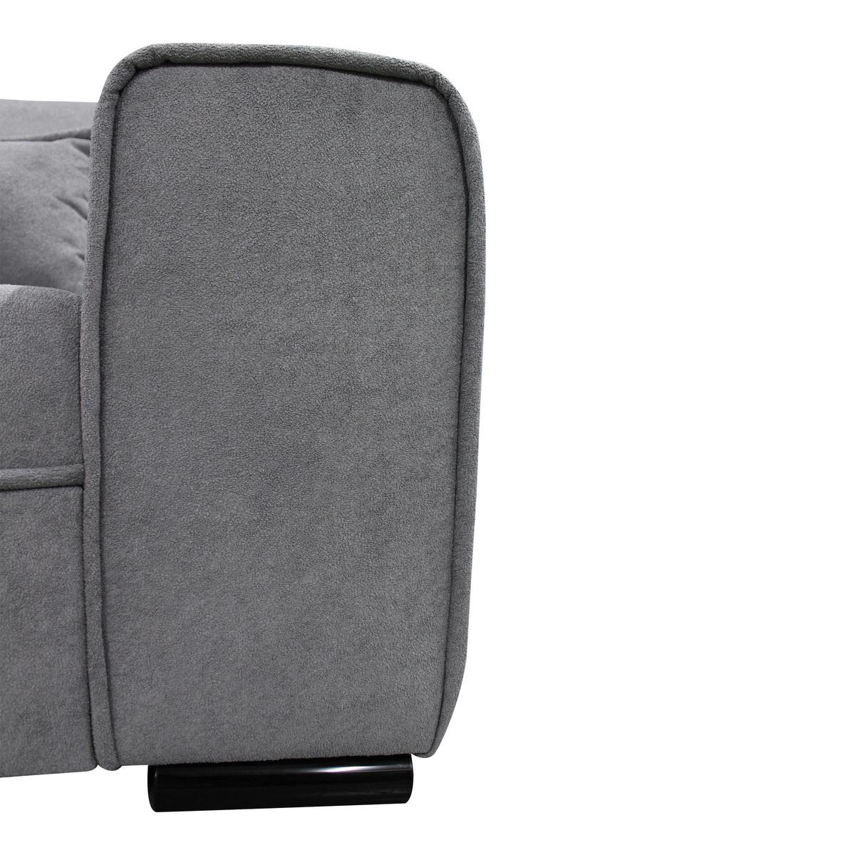 Ecksofa Classic Grau 175x270 cm - Schwarz/Grau, Design, Textil (175/270cm) - MID.YOU