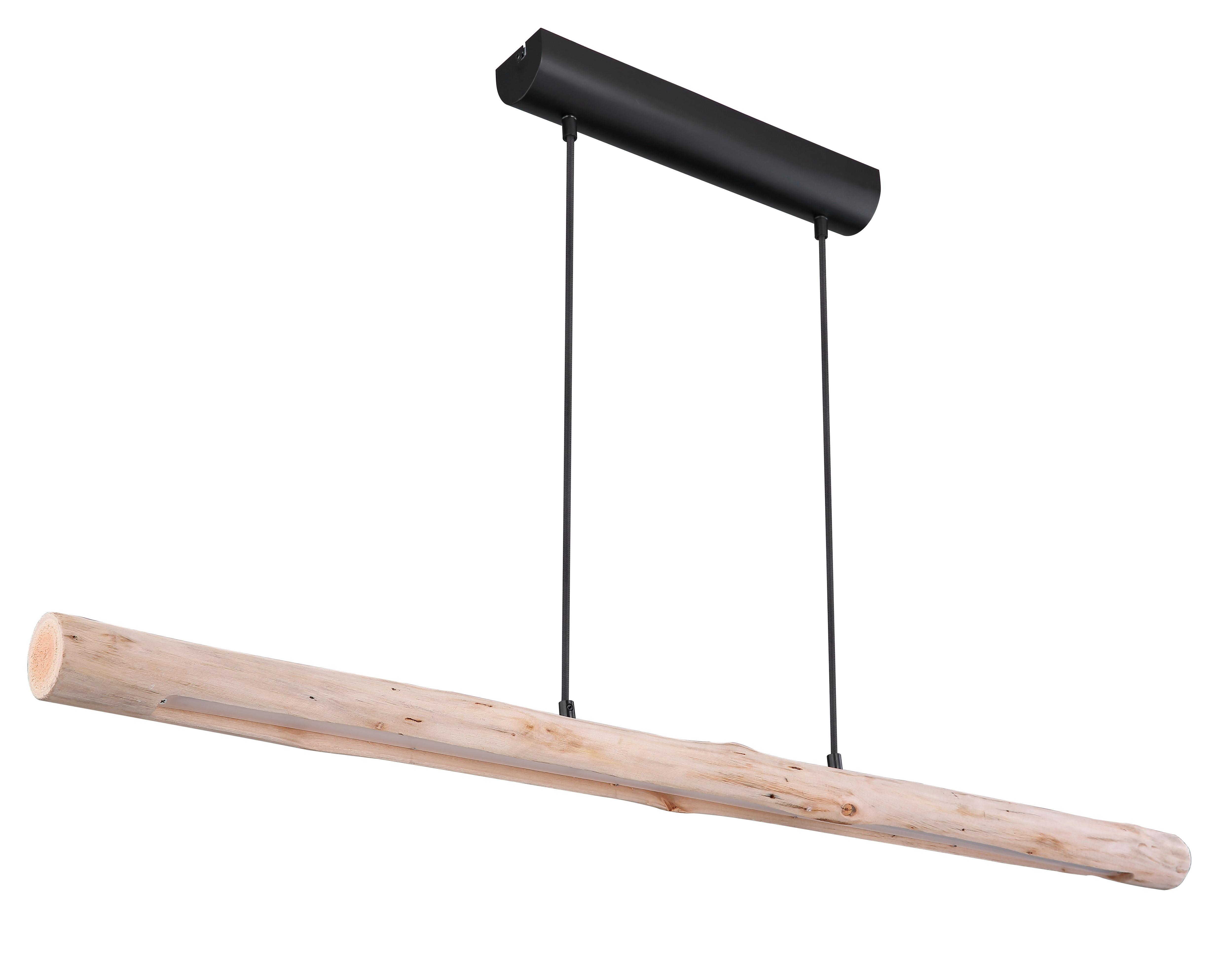 Hängeleuchte Mella H: 150 cm 1-Flammig - Schwarz/Naturfarben, Basics, Holz/Metall (120/7/150cm) - Globo