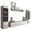 Obývacia stena s LED biela VL/dekor betón - sivá/biela s vysokým leskom, Lifestyle, kompozitné drevo/plast (240/130/33cm) - P & B