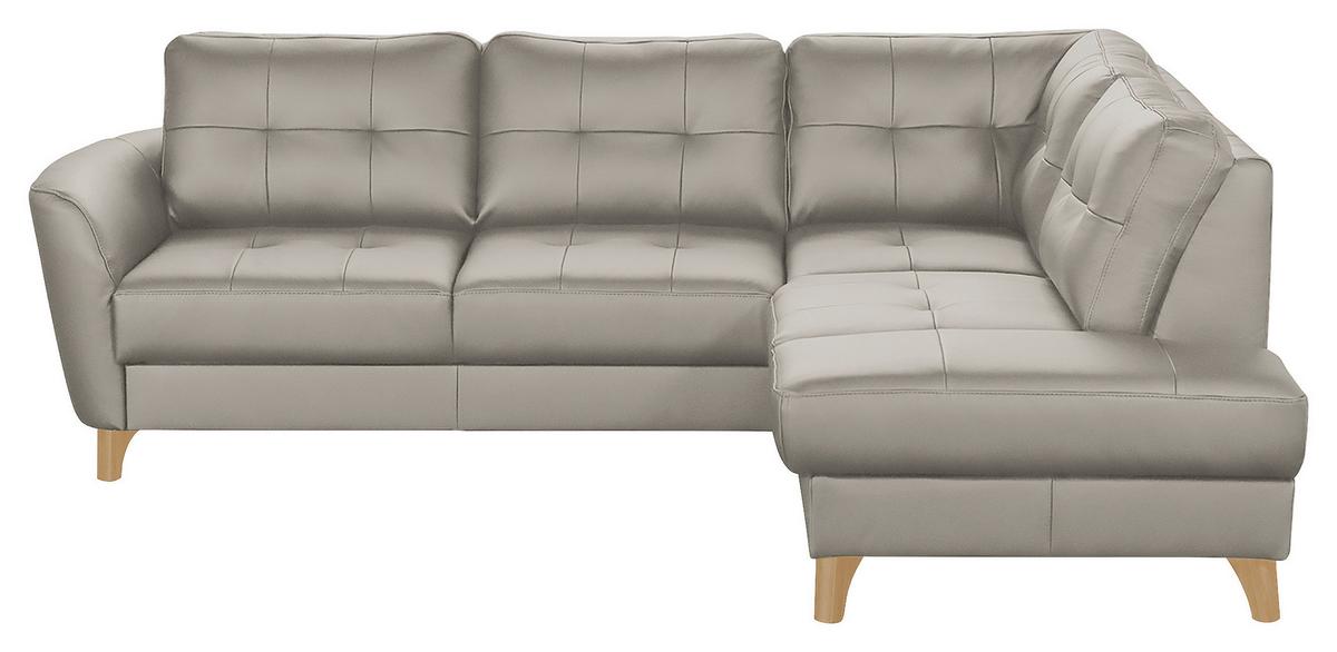 Ecksofa Nordic Platinfarben S: 236x190 cm - Platinfarben/Buchefarben, Design, Leder/Textil (236/190cm) - Livetastic