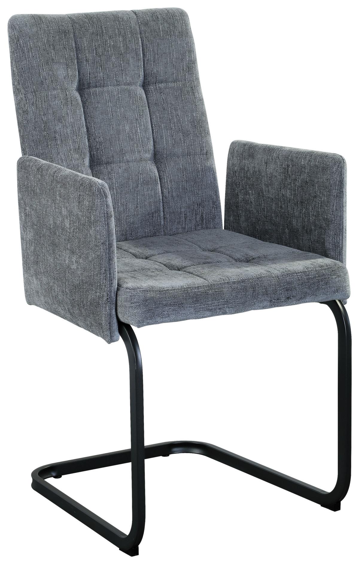 Armlehnstuhl Bordal - Hellgrau/Schwarz, MODERN, Textil/Metall (52/91/59,5cm) - MID.YOU