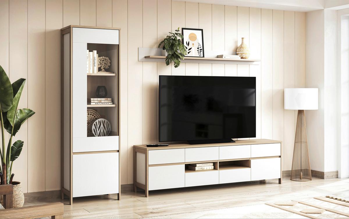 Wandboard Stranda Weiß/Eiche B: 180cm - Weiß, Design, Holzwerkstoff (180/17/17cm) - MID.YOU