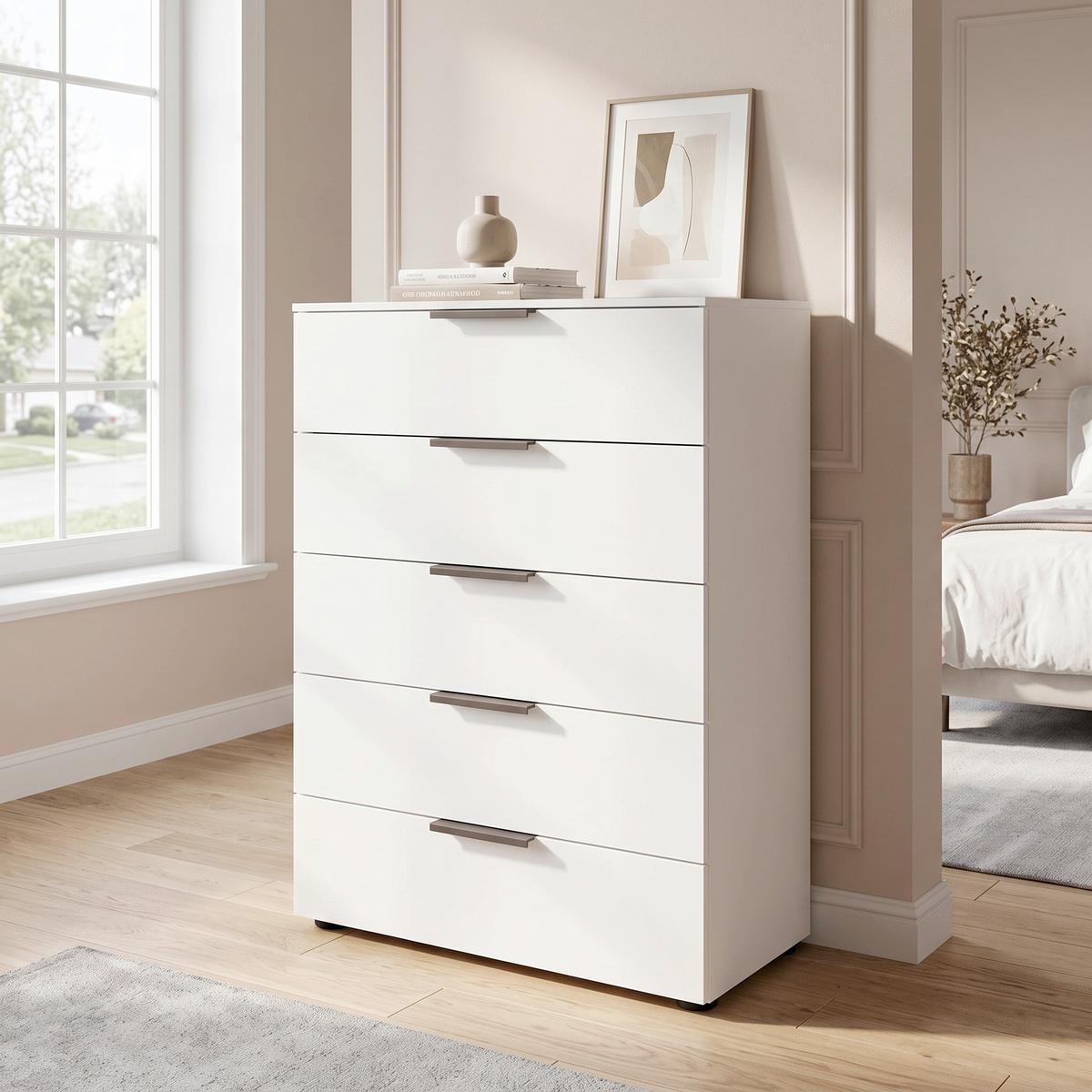 Kommode 80 cm Flipp Weiß/Graphitfarben - Schwarz/Graphitfarben, MODERN, Holzwerkstoff (80/100/42cm) - Rauch Möbel